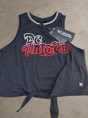 The Wild Collective D.C. United Puff Print Tie Front Tank Women’s Small NWT